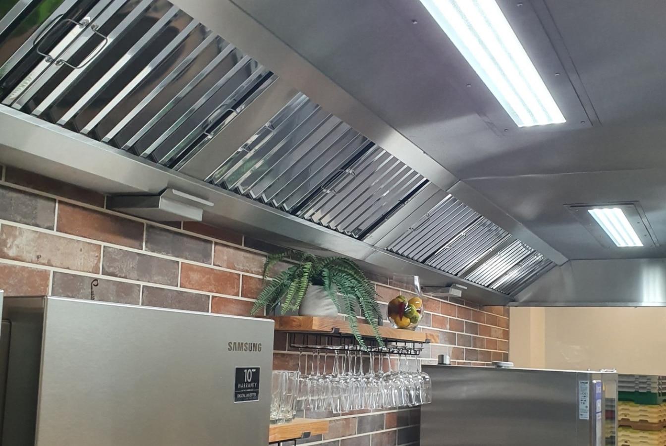 a commercial kitchen ventilations system in situ